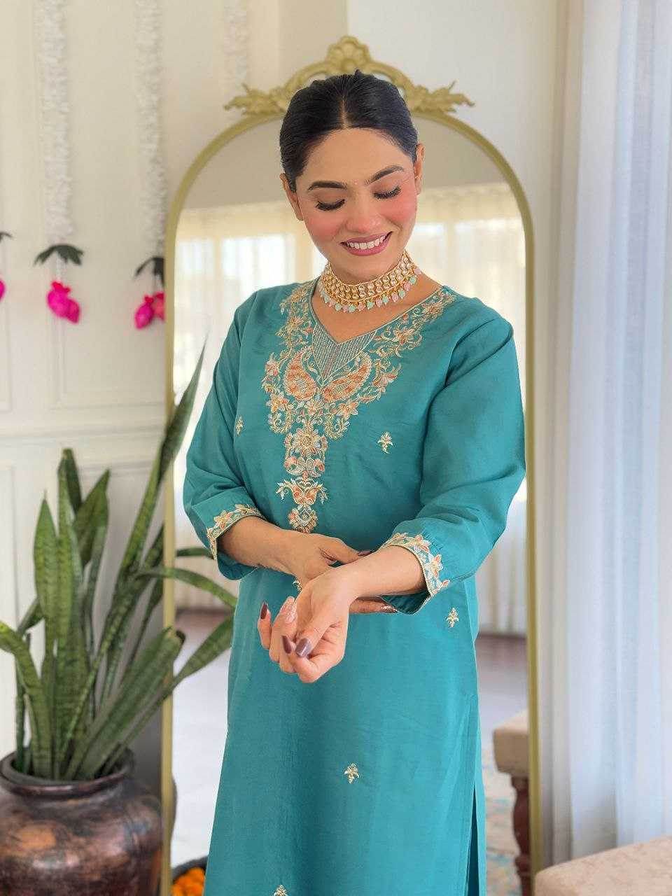 Viscose Casual Long Embroidered Kurti - MYLUXURY LANE ENTERPRISE
